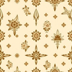 Seamless Floral Pattern: A visually captivating seamless pattern featuring ornate, hand-drawn floral motifs in a vintage, artistic style, offering a timeless elegance.