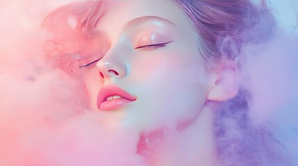 Fototapeta premium Soft pastel gradient with light pink and purple hues, blending gently, creating a dreamy and calming aesthetic