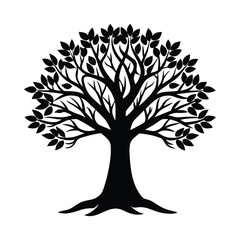 Vector tree silhouette on white background