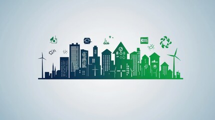 Fototapeta premium Regenerative Energy Technology concept. Sustainable Cityscape with Renewable Energy Infrastructure and Eco Friendly Architecture