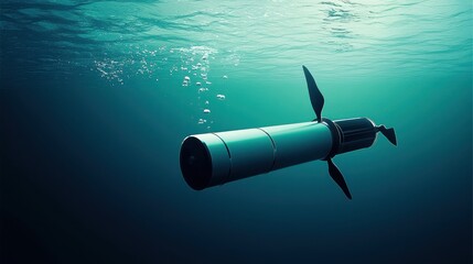 Fototapeta premium Regenerative Energy Technology concept. Underwater Regenerative Energy System with Kinetic Turbine Powering Sustainable
