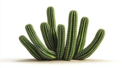 Isolated desert cactus plant with multiple arms and spines. AI generated