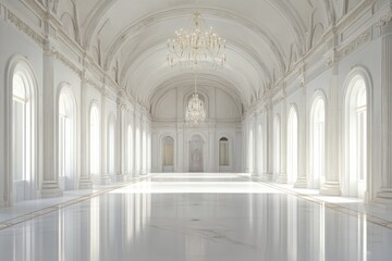 Fototapeta premium White exhibition hall interior. AI generated illustration.