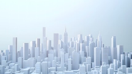 Fototapeta premium Abstract cityscape model in pale blue and white