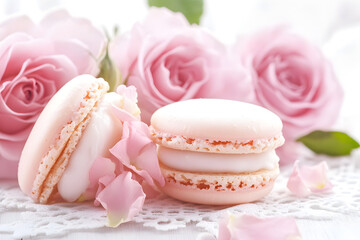 Delightful Pink Macarons with Roses