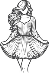 vector illustration of a girl in a dress