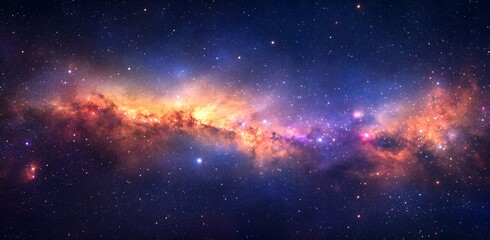 Fototapeta premium Vibrant cosmic nebula with stars and colorful gases in deep space