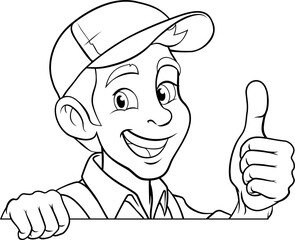 Handyman Mechanic Painter Plumber Cartoon Mascot