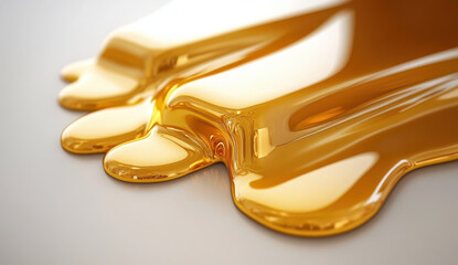 Obraz premium Molten Gold Flowing on White Surface Abstract Liquid Metal Texture