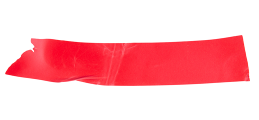 Red adhesive torn tape isolated on transparent background