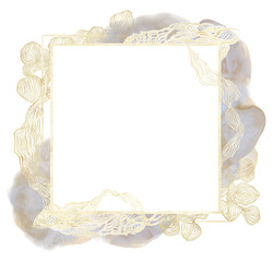 Golden abstract frame with wavy ornaments
