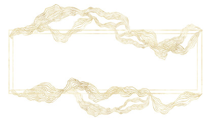 Fototapeta premium Golden abstract frame with wavy ornaments