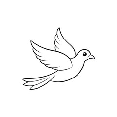 A Beautiful Dove-Like Bird Flying line art