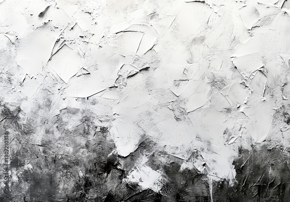 Poster abstract textured background with layers of white and black paint creating a stark visual contrast o