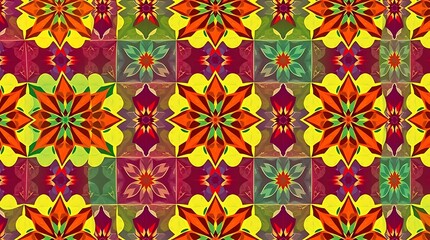Abstract Floral Tile Pattern: A mesmerizing pattern of repeating geometric shapes, reminiscent of stylized floral motifs.