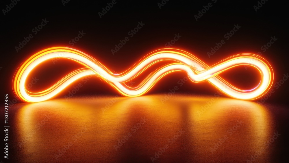 Poster brightly illuminated flowing light trails in a dark space creating a sense of movement and dynamic e