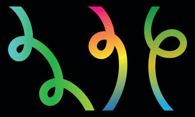 Linear rainbow vector illustration. Colorful shapes with rainbow gradient. Music lines celebration abstract.