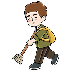 Boy with a broom 