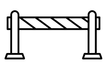 Minimal Road Barrier Icon – Vector Line Art Symbol for Traffic Control

