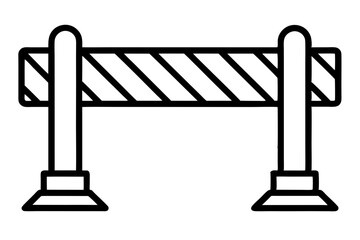 Minimal Road Barrier Icon – Vector Line Art Symbol for Traffic Control


