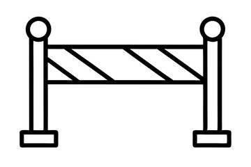 Minimal Road Barrier Icon – Vector Line Art Symbol for Traffic Control

