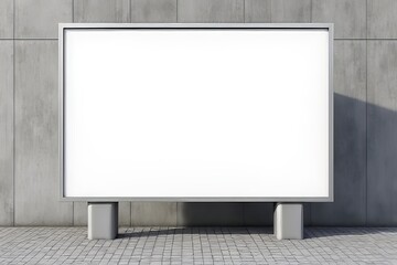 Blank Outdoor Billboard Mockup Against Gray Concrete Wall