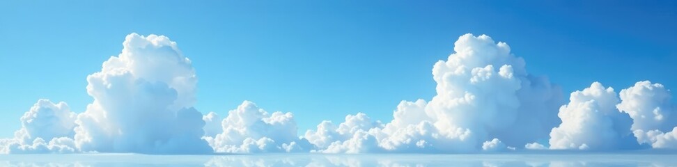 Calm blue summer sky with large cumulus clouds, cloud, landscape