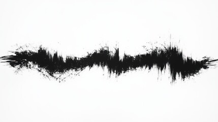 Black ink splatter with grass silhouette in a grunge vector design