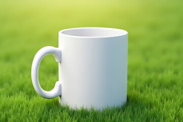 Blank White Coffee Mug on Grass - Mockup for Design Ideas