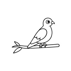 Pigeon Sitting on Tree Branch line art