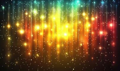 Obraz premium Colorful abstract background with glowing light rays and stars. Abstract holographic background design