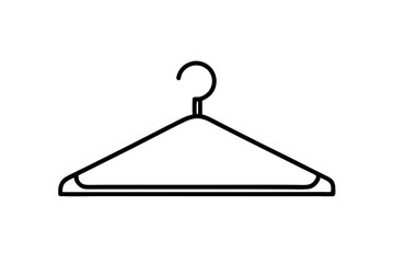 Wooden Hanger Icon in Simple Line Style for Fashion and Closet Organization

