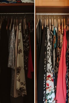 Wardrobe transformation showcasing a stylish upgrade from outdated to trendy fashion choices