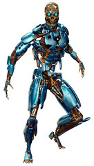 3D Rendering Male Robot on White