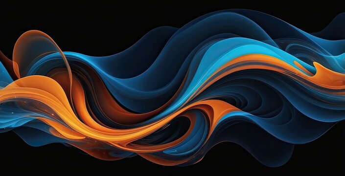 ibrant swirls of blue and orange create a dynamic abstract design against a dark background, https://contributor.stock.adobe.com/en/uploads/review
