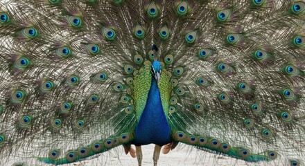 Fototapeta premium Majestic Peacock Displaying Iridescent Feathers