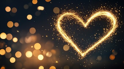 Sparkler heart bokeh background, romantic celebration
