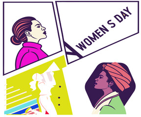 March 8 concept. Banner template for International women's day, feminism, protest, gender equality. Vector illustration