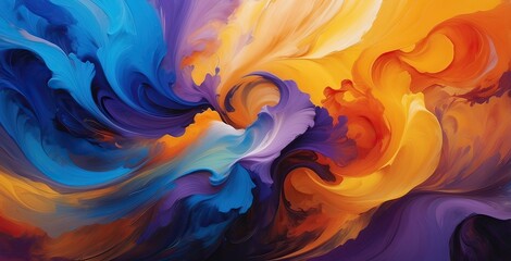 Vibrant swirling colors create an abstract artwork showcasing movement and emotion in a vivid display