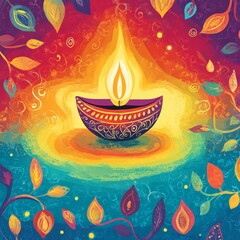 Diwali celebration festival of lights artistic representation vibrant colors digital artwork festive atmosphere