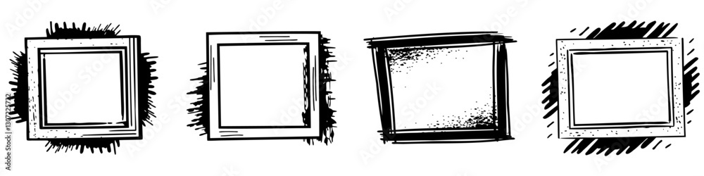 Canvas Prints grunge frame. set of empty hand drawn frames. frames in doodle style. vector illustration