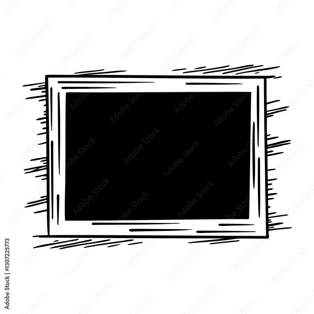 Wall mural empty rectangular frame. grunge frame. sketch of doodle frame. vector illustration