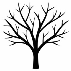 Simple tree branches black vector on white background.