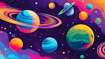 Fototapeta premium A vibrant and colorful illustration of the planets in our solar system 