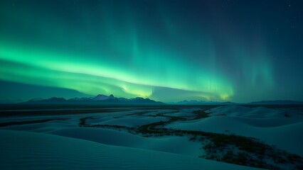 Breathtaking Aurora Display Over Snow-Capped Mountains: A Celestial Dance of Northern Lights