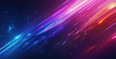 Vibrant cosmic light trails create a mesmerizing abstract background filled with colors and energy, created by ai generated
