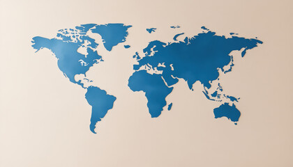 Obraz premium World map silhouette in blue on light background, ideal for decor