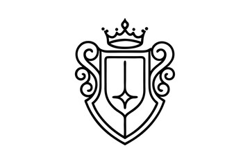 Elegant Gold Baroque Crest Vector Illustration

