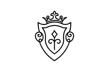 Elegant Gold Baroque Crest Vector Illustration


