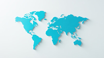 Fototapeta premium Minimalist world map in soft textured blue gradient on white background